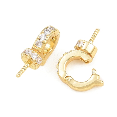 Brass Micro Pave Clear Cubic Zirconia Fold Over Clasps CU-CBA3901-01G-1