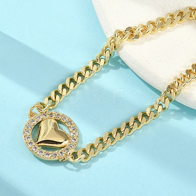 Brass Micro Pave Clear Cubic Zirconia Link Bracelets LS-BJEW-M050-03G-02-1