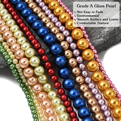 Round Grade A Glass Pearl Beads Strands HY-E001-09-1