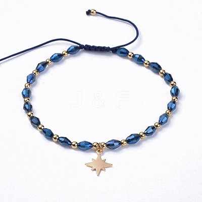 Electroplate Glass Braided Beads Bracelets BJEW-JB04307-06-1