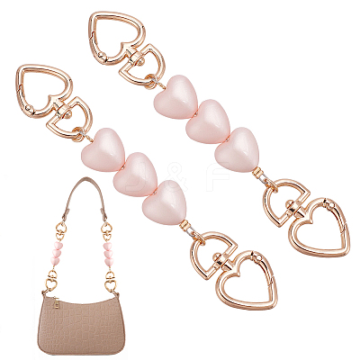 2Pcs Pink Heart Alloy Bag Extension Chains DIY-AR0004-96-1
