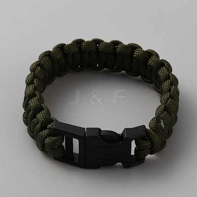 Survival Polyester Cord Bracelet with Plastic Clasps for Hiking Camping Outdoor BJEW-WH0018-54G-1