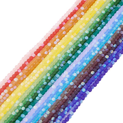 18 Strands 18 Colors Frosted Opaque Glass Beads Strands GLAA-TA0003-40-1
