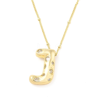 Brass Micro Pave Clear Cubic Zirconia Pendant Necklaces NJEW-Z038-01G-J-1