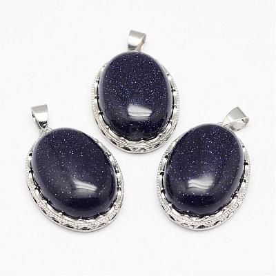 Blue Goldstone Pendants G-D851-36-1