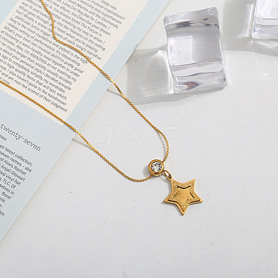 201 Stainless Steel Crystal Rhinestone Pendant Necklaces for Women WG0C703-05-1