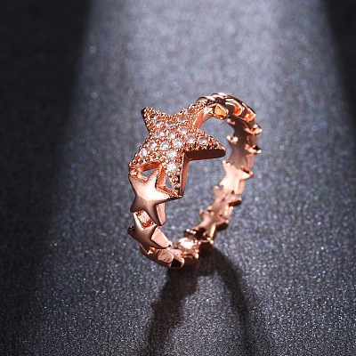 Star Brass Micro Pave Clear Cubic Zirconia Finger Rings for Women FS-WGB2D32-05-1