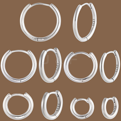 5 Pair 5 Styles Brass Hoop Earrings EJEW-BBC0001-90-1