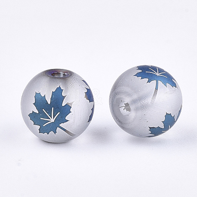 Autumn Theme Electroplate Transparent Glass Beads X-EGLA-S178-01C-1