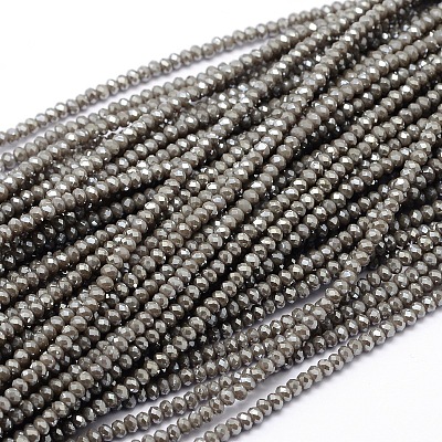 Faceted Rondelle Full Rainbow Plated Electroplate Glass Beads Strands X-EGLA-M004-2mm-A04-1