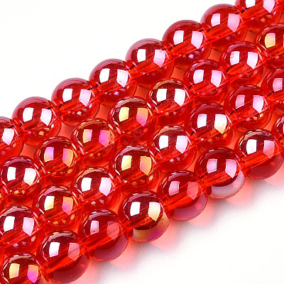 Electroplate Transparent Glass Beads Strands GLAA-T032-T6mm-AB09-1