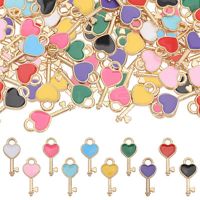 100Pcs 10 Colors Alloy Enamel Pendants ENAM-CA0001-94-1