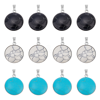 12Pcs 3 Colors Synthetic Turquoise Pendants STAS-UN0039-61-1