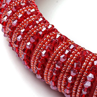 Bling Bling Glass Beaded Hairband OHAR-PW0007-26R-1
