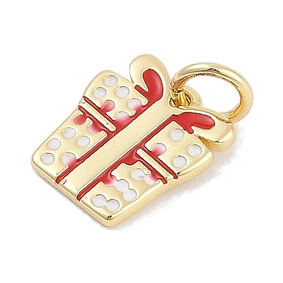Christmas Brass Enamel Charms KK-Q028-71G-03-1