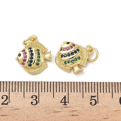 Brass Micro Pave Cubic Zirconia Charms KK-D502-26E-G-1