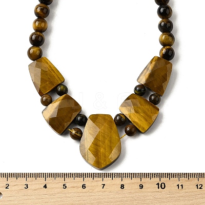 Natural Tiger Eye Faceted Bib Graduated Beaded Necklaces for Women NJEW-B128-01H-1