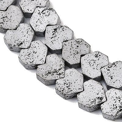 Electroplated Natural Lava Rock Beads Strands G-K388-04A-07-1