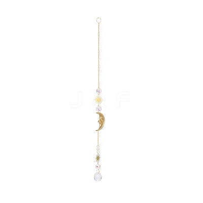 Glass Teardrop Big Pendant Decorations HJEW-M005-05D-G-1