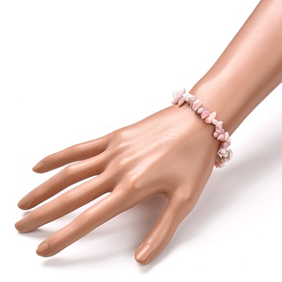 Natural Pink Opal Chip Beads Stretch Bracelets BJEW-JB06618-1