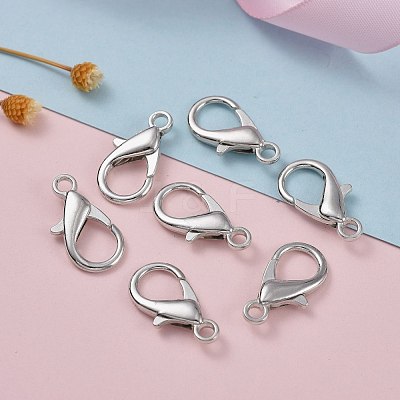Platinum Plated Zinc Alloy Lobster Claw Clasps X-E107-1