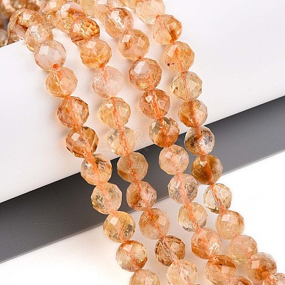 Natural Citrine(Heated) Beads Strands G-S345-6mm-18-1