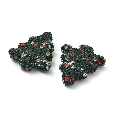 Christmas Tree Polymer Clay Rhinestone Beads CLAY-NH0001-14H-1
