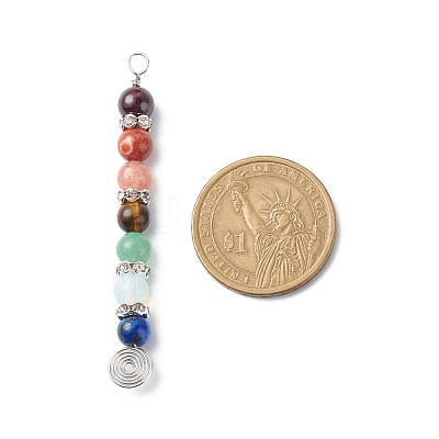 7 Chakra Mixed Gemstone Copper Wire Wrapped Big Pendants PALLOY-JF01899-02-1