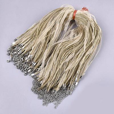 Waxed Cord and Organza Ribbon Necklace Making NCOR-T002-278-1