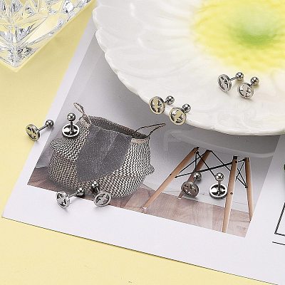 Tarnish Resistant 201 Stainless Steel Barbell Cartilage Earrings EJEW-R147-33-1