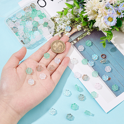 100Pcs 4 Colors Transparent Glass Beads GLAA-OC0001-35-1