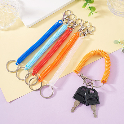6Pcs Plastic Spiral Retractable Spring Coil Keychains KEYC-TA0004-83-1
