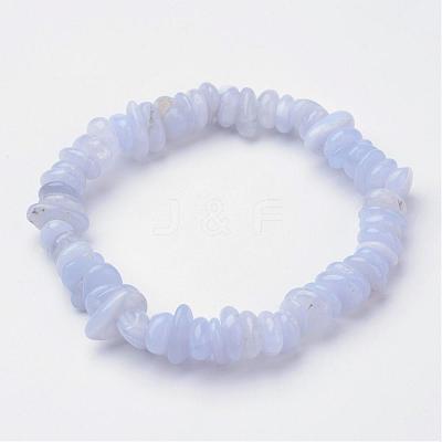 Natural  Blue Lace Agate Beaded Stretch Bracelets BJEW-JB02683-01-1