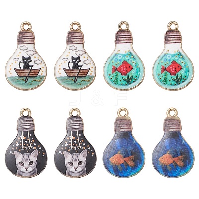 8Pcs 4 Style Alloy Enamel Pendants ENAM-YW0003-06-1