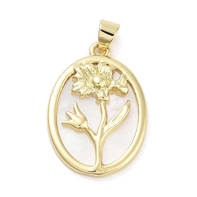 Rack Plating Brass Pave Shell Pendants KK-Z064-28G-012-1