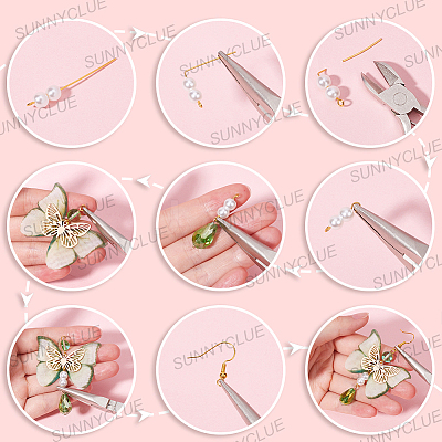 DIY Polyester Butterfly Dangle Earring Making Kits DIY-SC0026-62-1