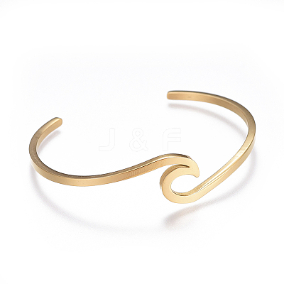 Ion Plating(IP) 304 Stainless Steel Cuff Bangles LS-BJEW-G611-01G-1