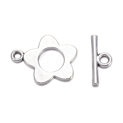 Flower Tibetan Style Alloy Toggle Clasps LS-A0977Y-1