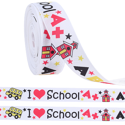 School Season Theme Polyester Printed Grosgrain Ribbon OCOR-WH20006-20B-1