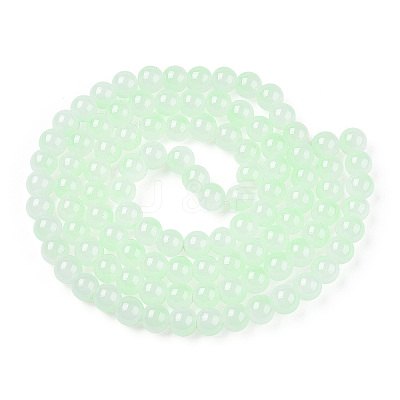 Baking Paint Imitation Jade Glass Round Bead Strands X1-DGLA-N003-8mm-02-1-1
