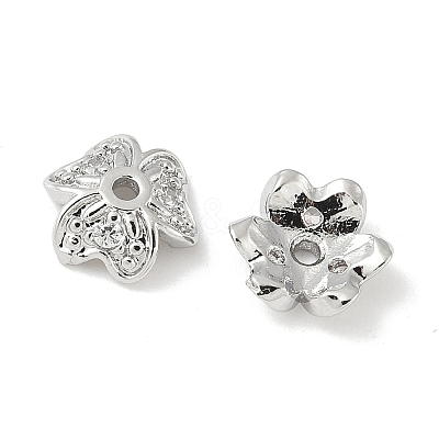 Brass Micro Pave Clear Cubic Zirconia Bead Cap KK-V015-15P-1