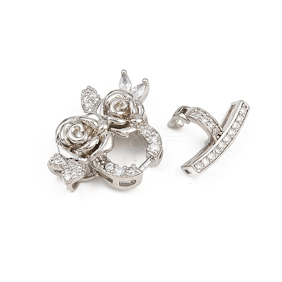 Brass Micro Pave Clear Cubic Zirconia Fold Over Clasps KK-C075-39P-1