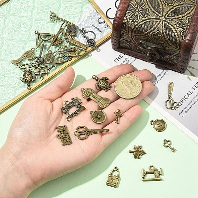 30Pcs Tibetan Style Alloy Pendants FIND-YW0008-70-1