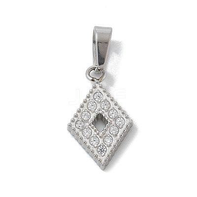 Ion Plating(IP) 304 Stainless Steel Micro Pave Cubic Zirconia Pendants STAS-Z107-06P-07-1