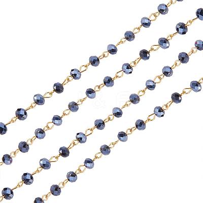 Handmade Rondelle Glass Beads Chains for Necklaces Bracelets Making AJEW-JB00037-03-1