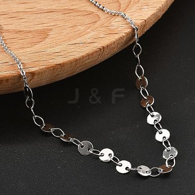 Brass Cable & Flat Sequin Chains Necklaces for Women NJEW-D302-44P-1