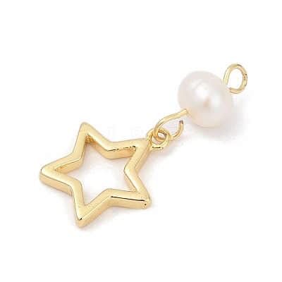 Natural Cultured Freshwater Pearl & Brass Pendants KK-U062-06G-1