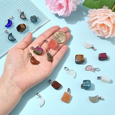 20Pcs Mixed Gemstone Pendants G-YW0002-26-1