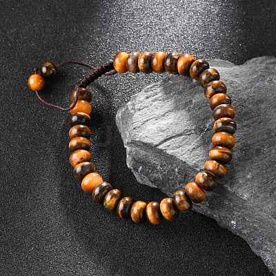 Adjustable Natural Tiger Eye Braided Bead Bracelets BJEW-F369-A06-1