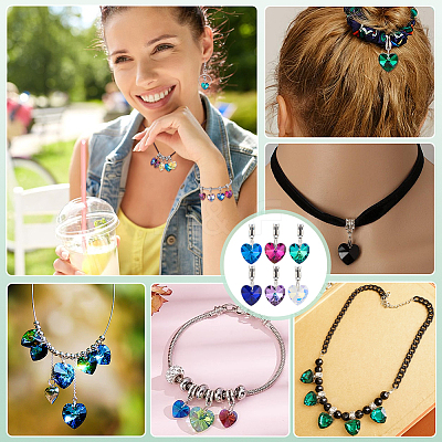 30Pcs 6 Colors Glass European Dangle Charms PALLOY-PH01825-1
